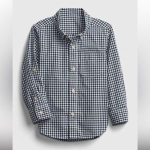 Baby Gap Toddler Poplin Gingham Button-Down Shirt - Navy & White - 3T